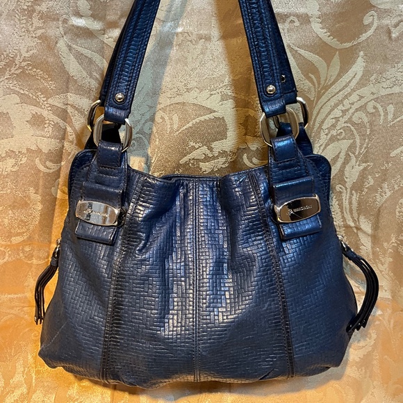 B. Makowsky double handle black large pebble leather texture bag.  10-B1Cb - Picture 2 of 10